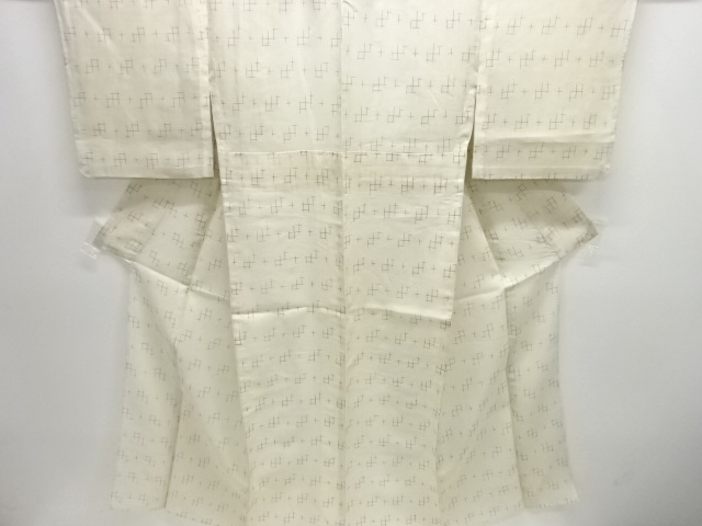 アンティーク　紗紬井桁絣織り出し着物